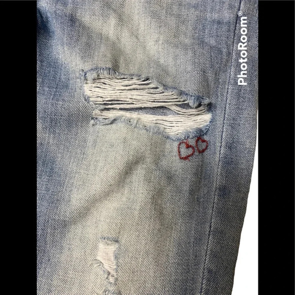 American Eagle Outfitters Vintage Hi Rise Distressed Embroidered Jean Sz 00 S - Picture 6 of 12
